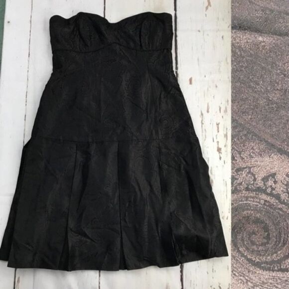 Shoshanna strapless chocolate brown paisley jacquard strapless dress womens 10 - Picture 1 of 8